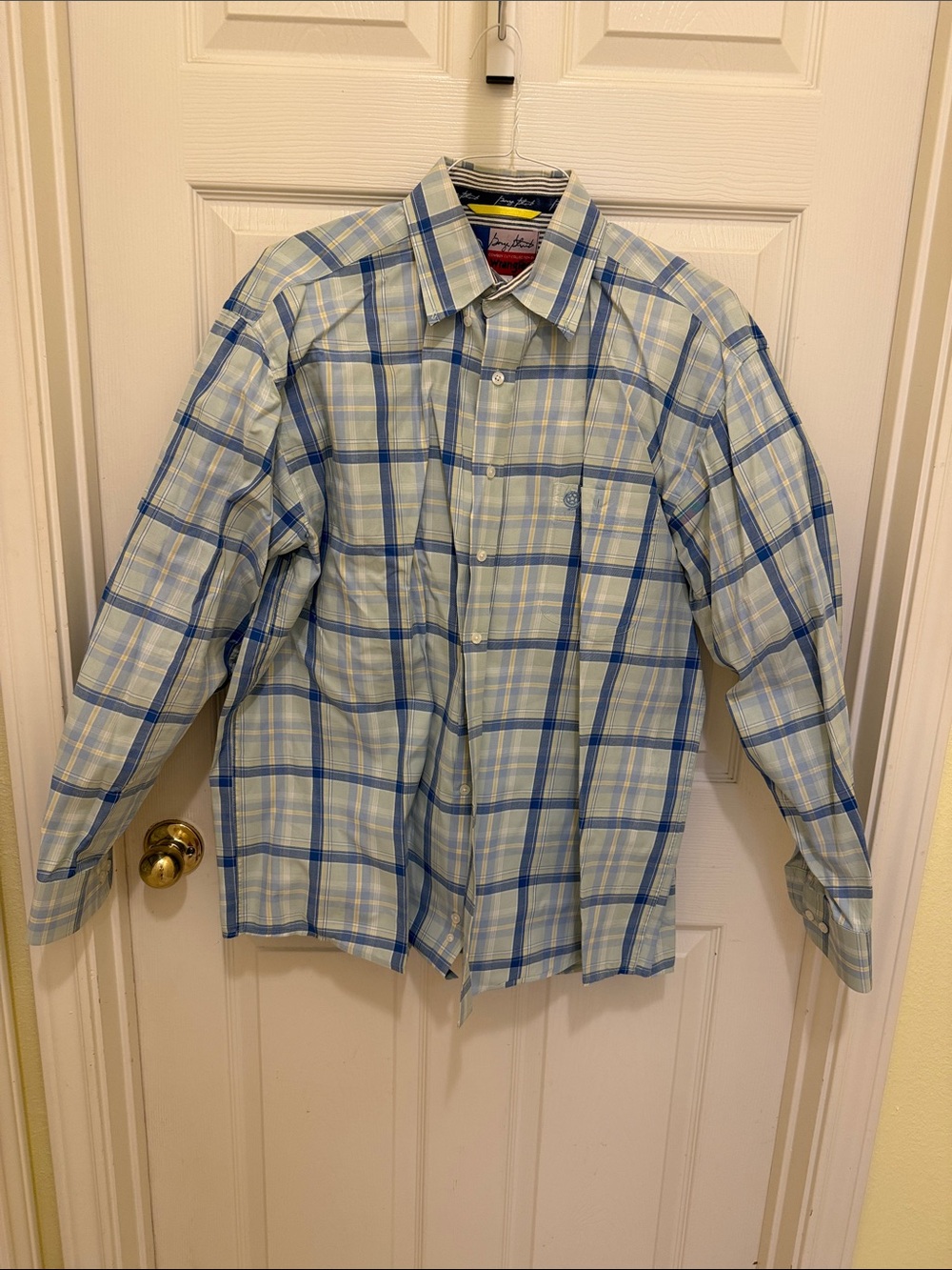 Wrangler Striped Button-Down Shirt in Blue and White